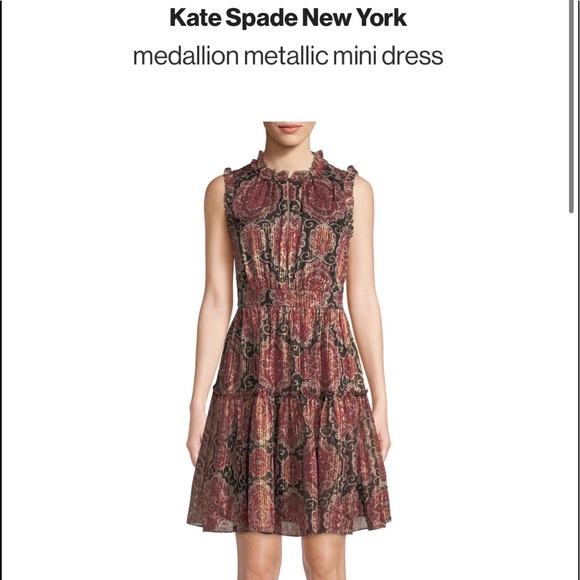 NWT Kate Spade Medallion Metallic Dress - Picture 5 of 6